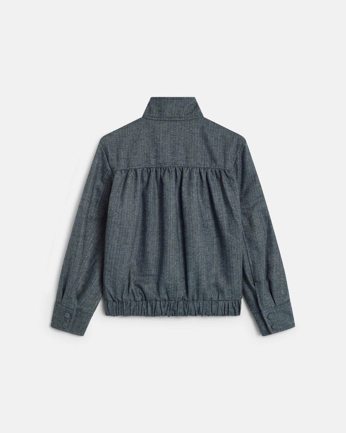 Bomber Canesú Espiga Mezcla Lana Azul