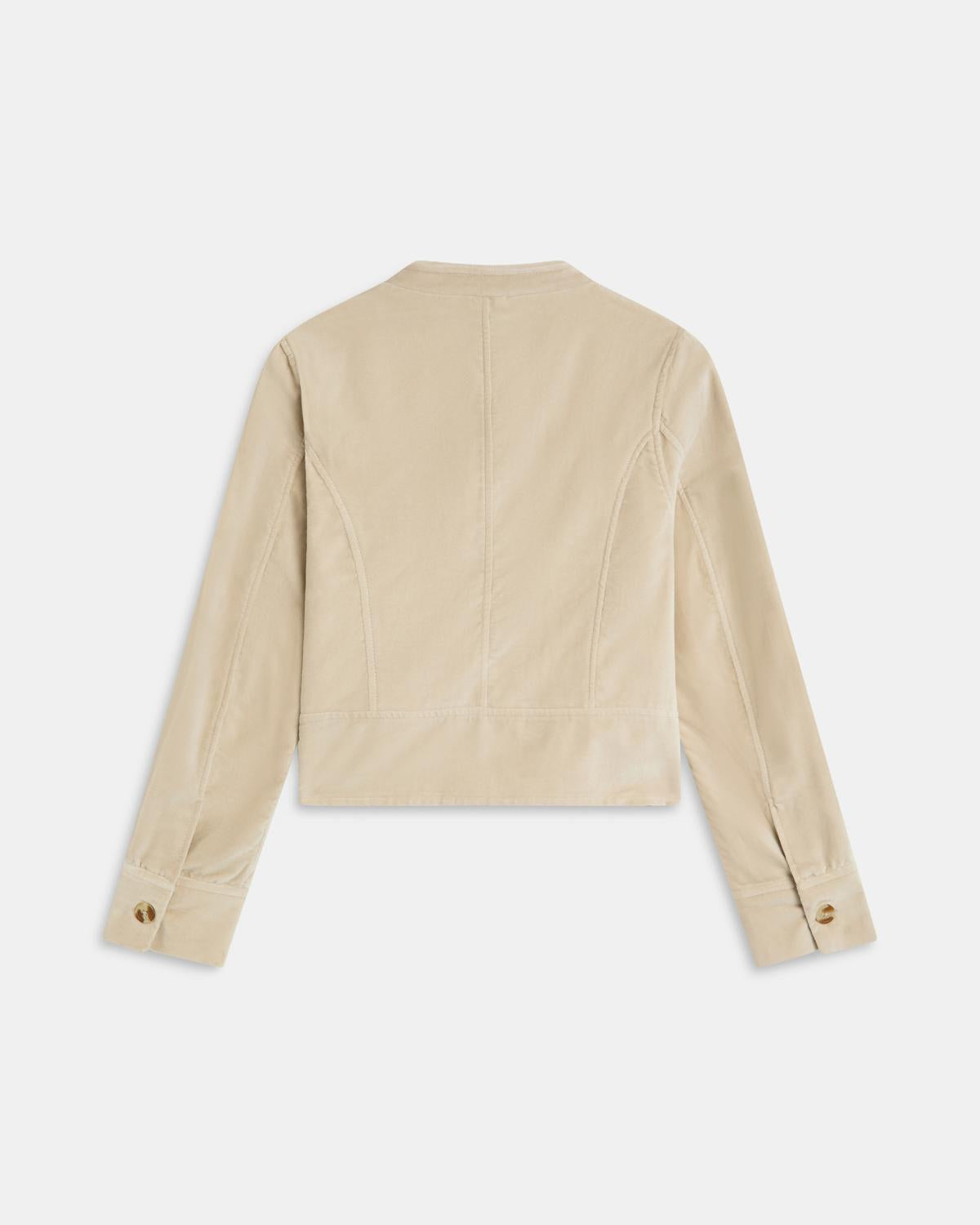 Chaqueta de terciopelo crudo con cuello mao