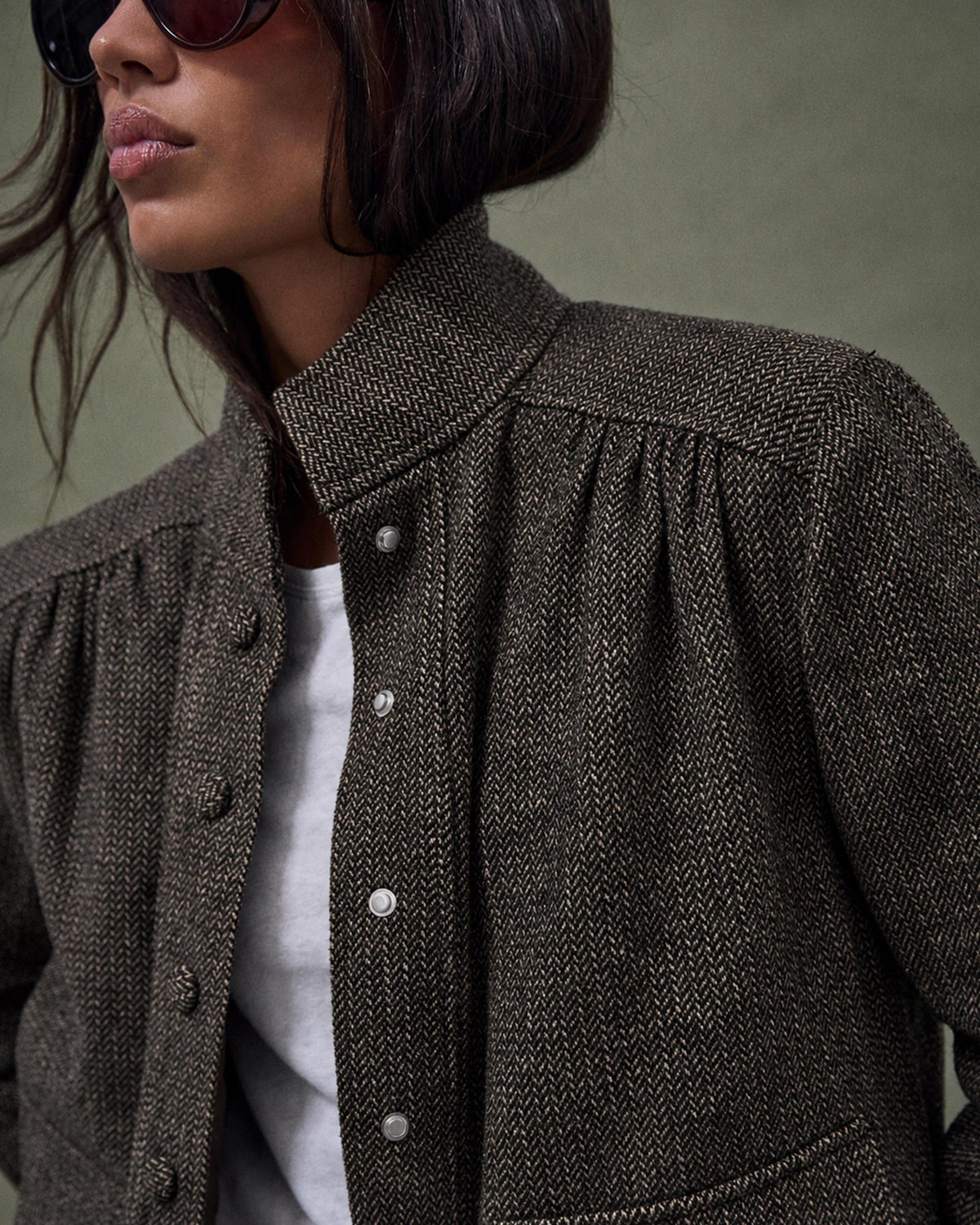 Chaqueta bomber de espiga con lana en antracita