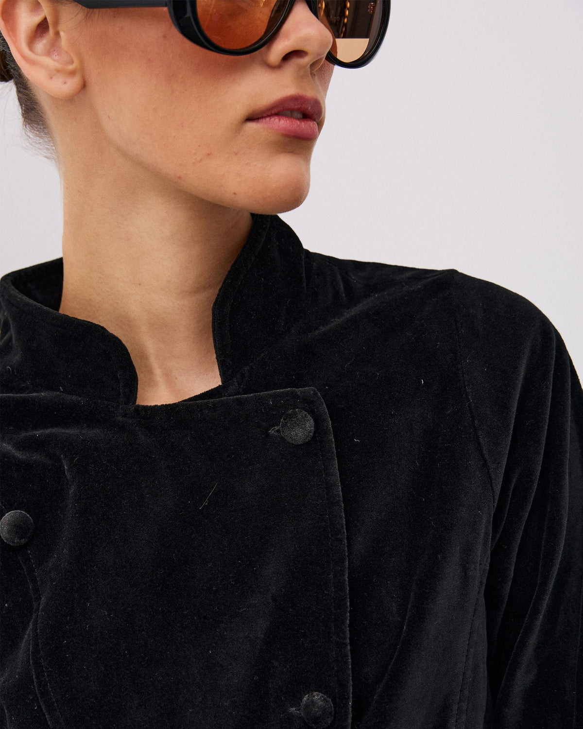 Chaqueta Cruzada Terciopelo Negro