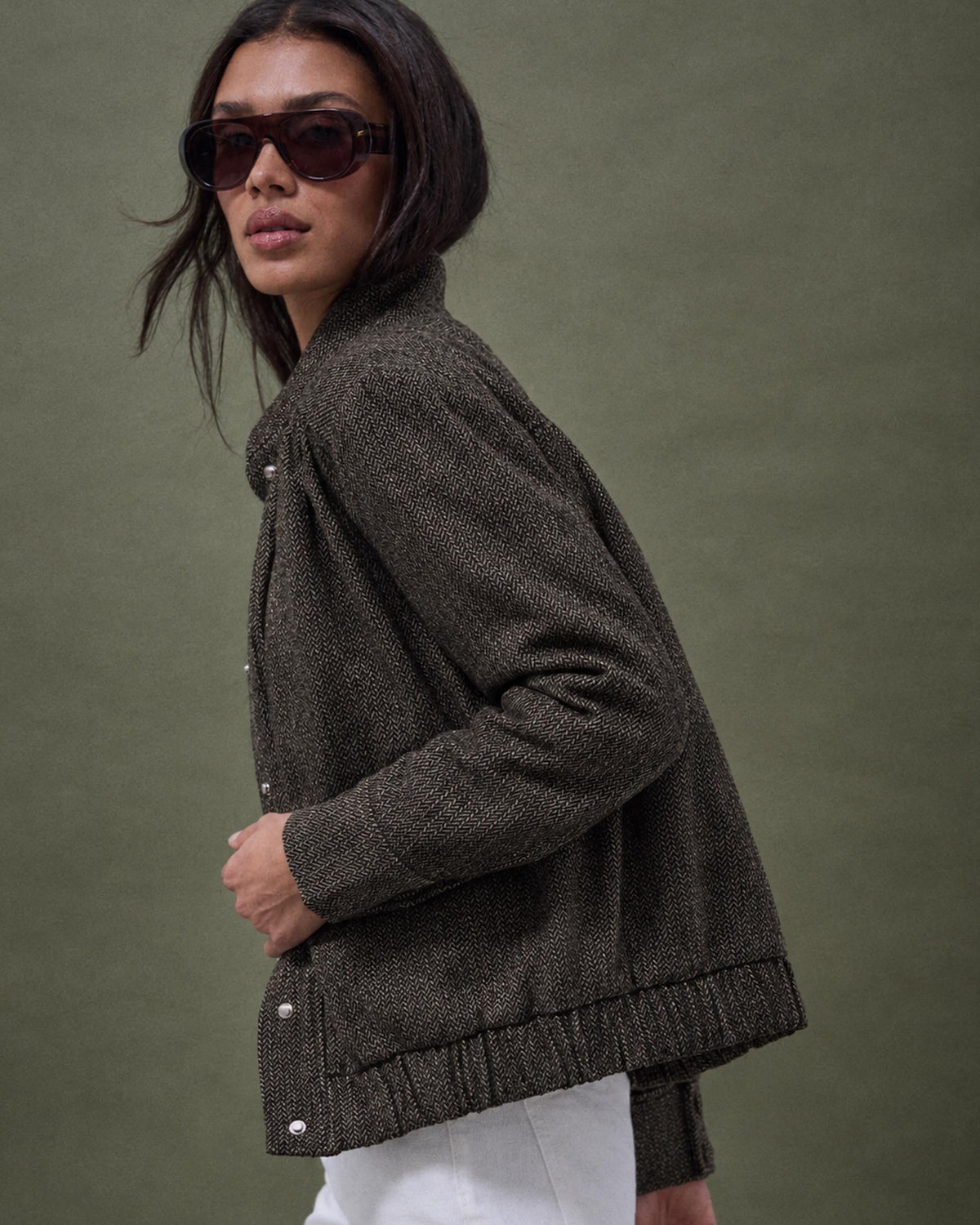 Chaqueta bomber de espiga con lana en antracita