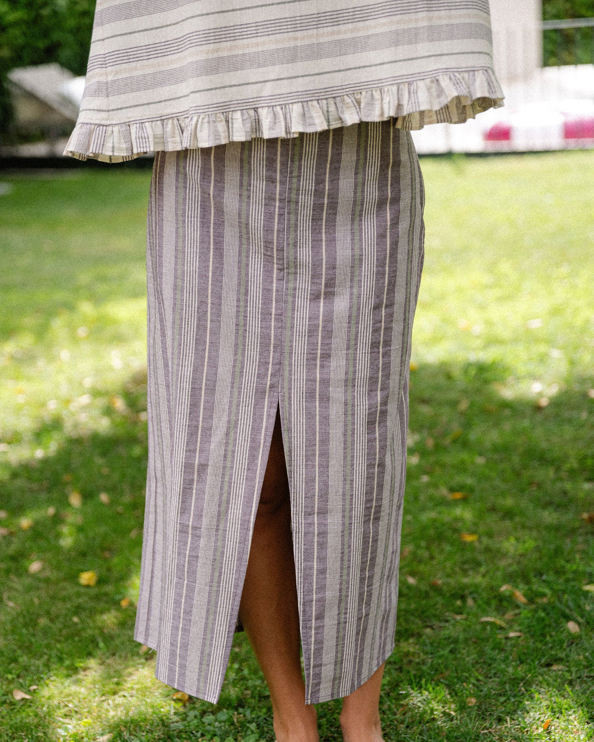 Falda Parasol Rayas Berenjena