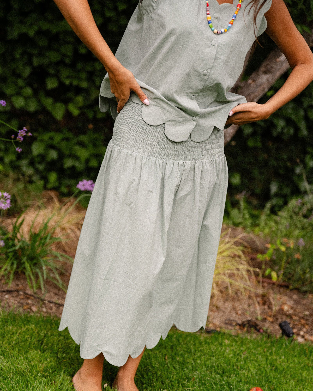 Falda Scallop Green Leaf