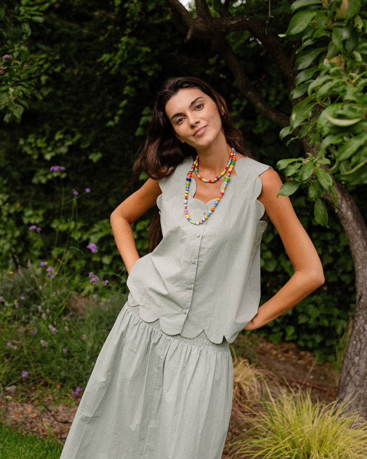 Falda Scallop Green Leaf