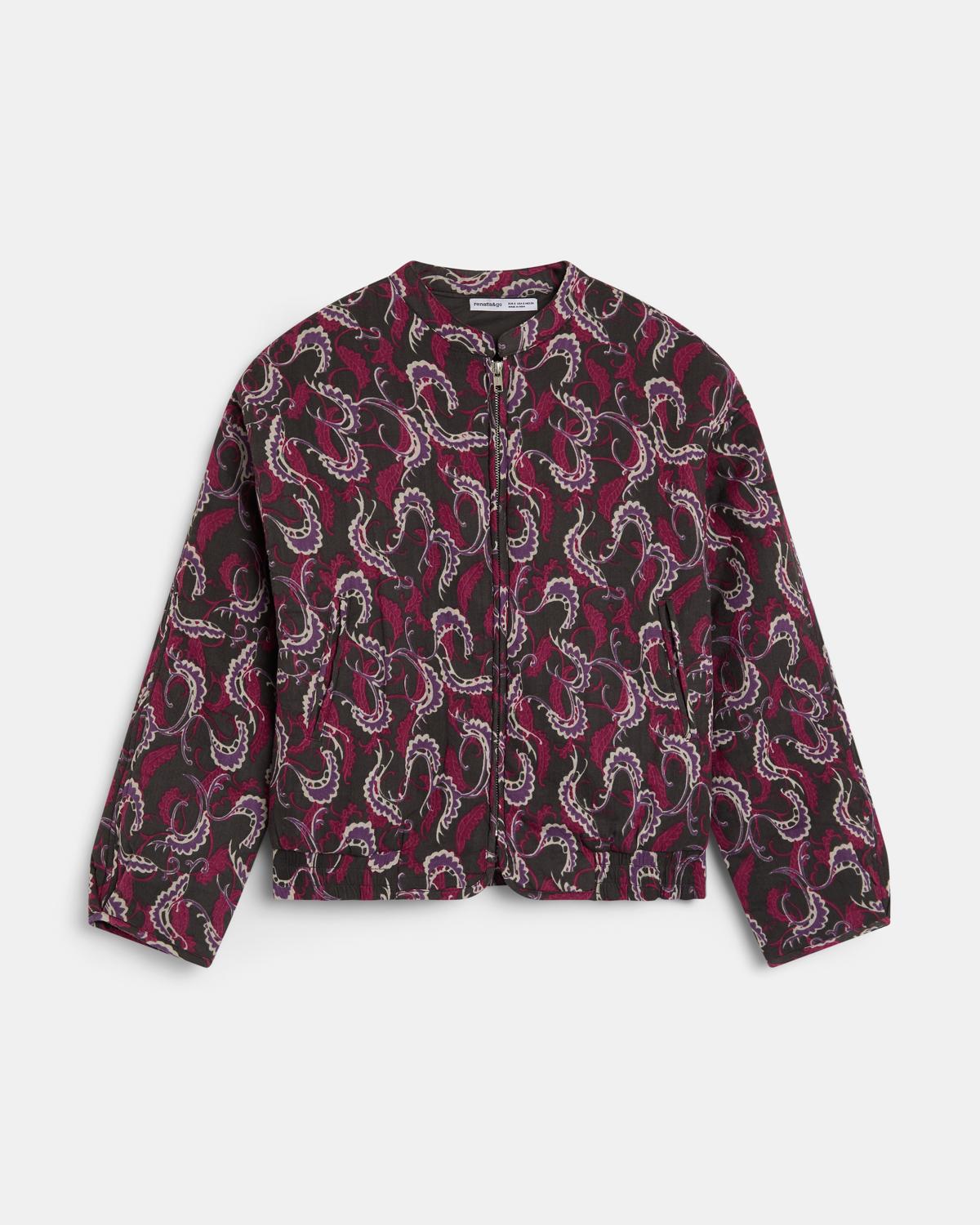 Chaqueta bomber floral en gris antracita