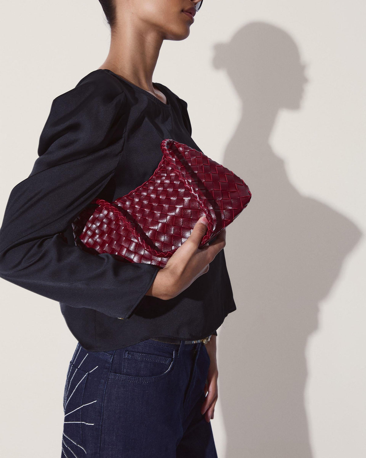 Bolso Pequeño Trenzado Granate