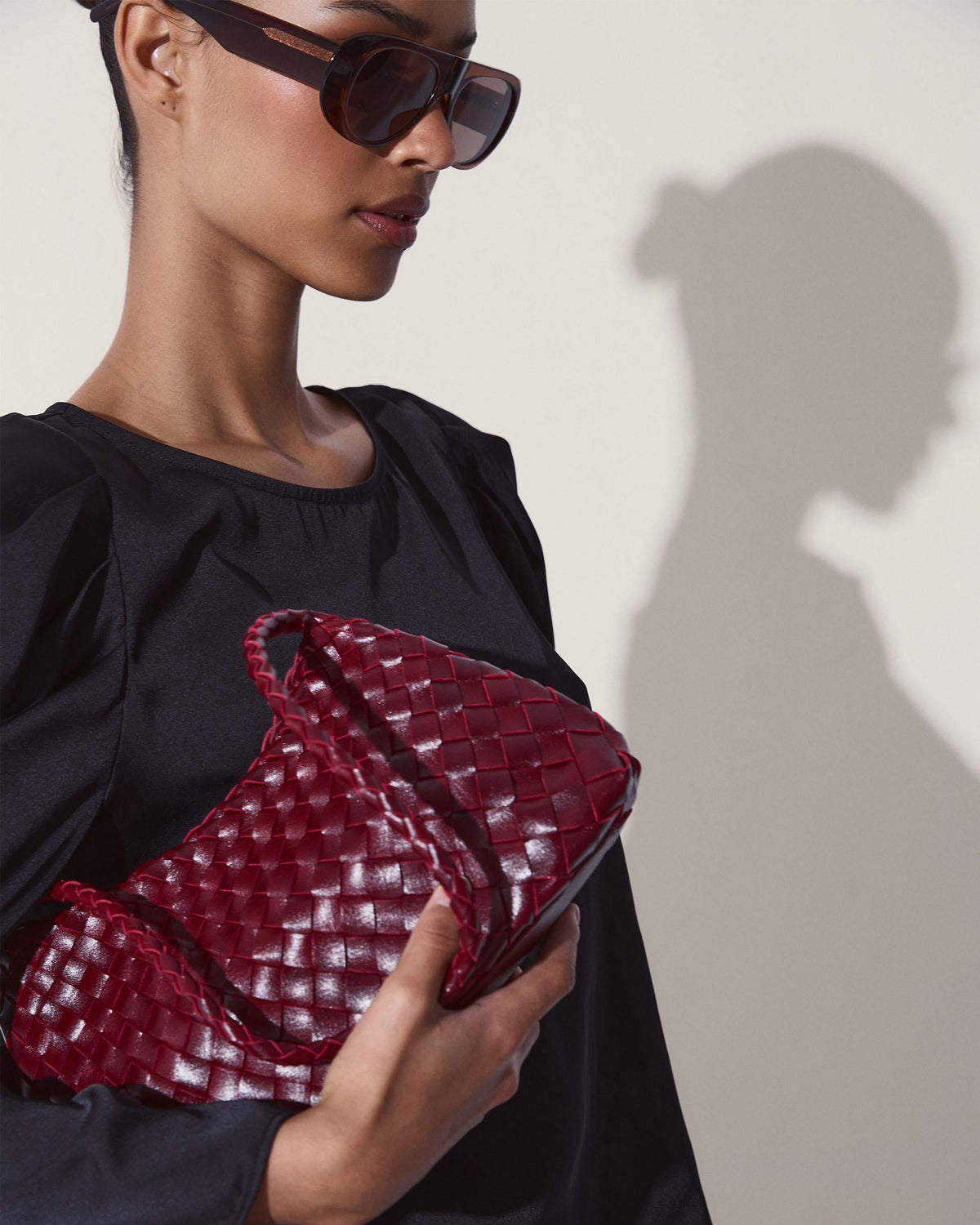 Bolso Pequeño Trenzado Granate