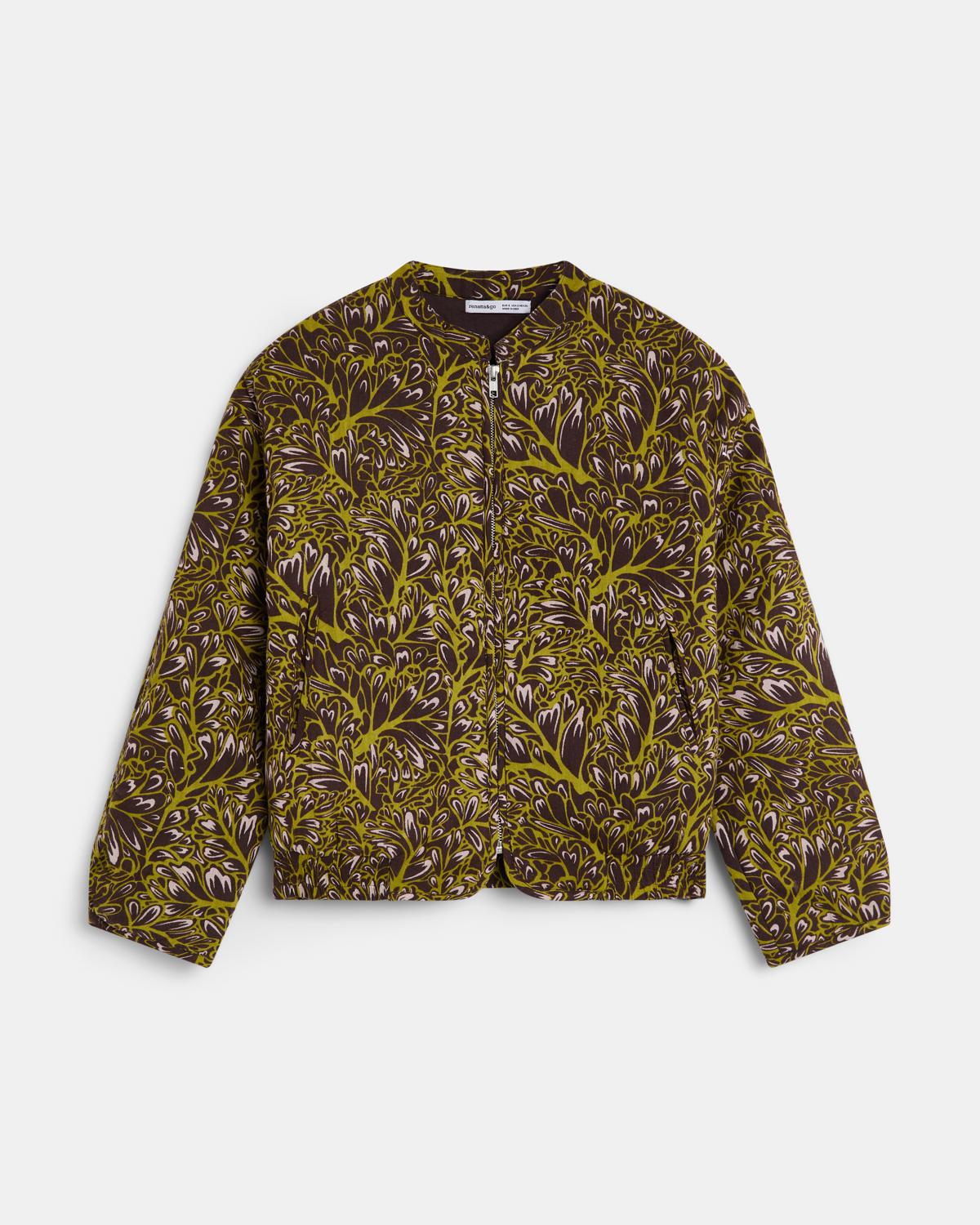 Chaqueta bomber de hojas en marrón y verde