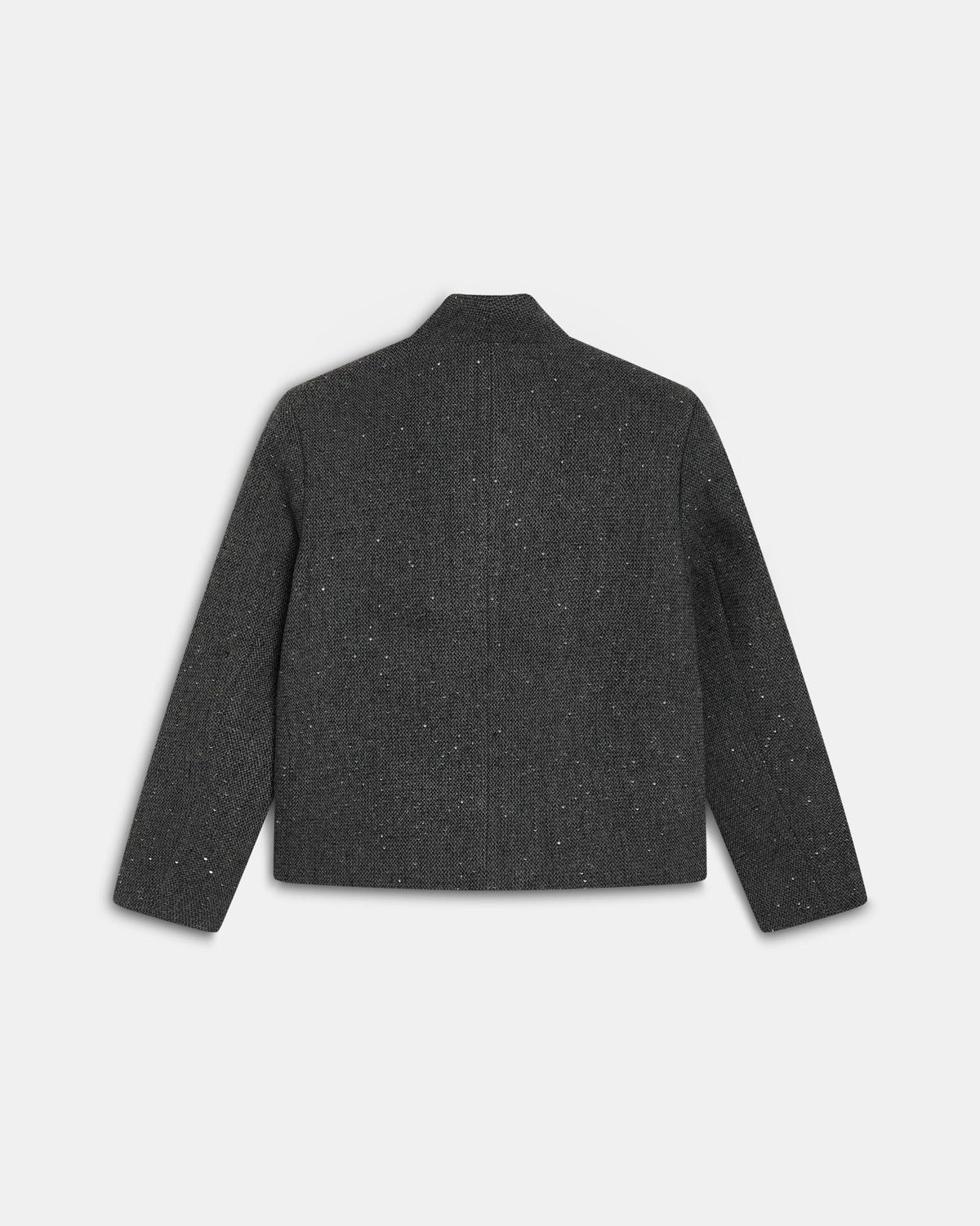 Chaqueta gris con lana y lentejuelas