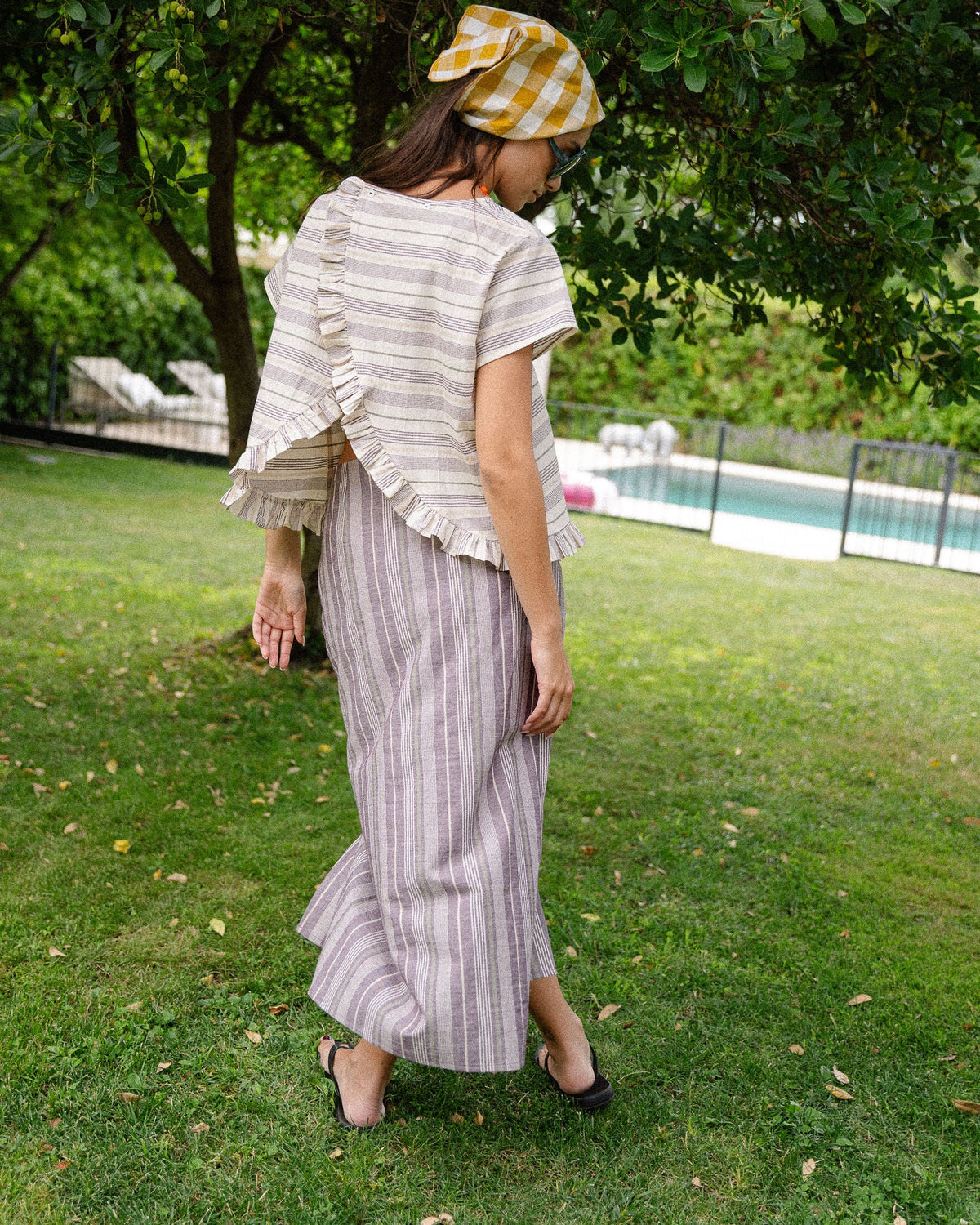 Falda Parasol Rayas Berenjena