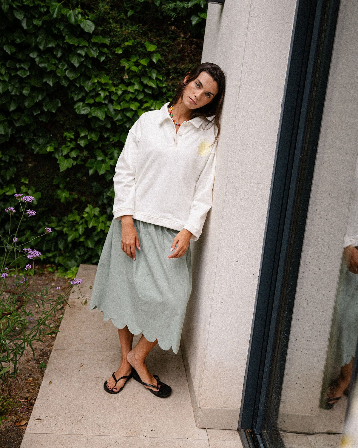 Falda Scallop Green Leaf